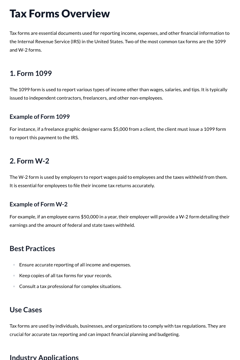 Tax Forms (1099, W-2)