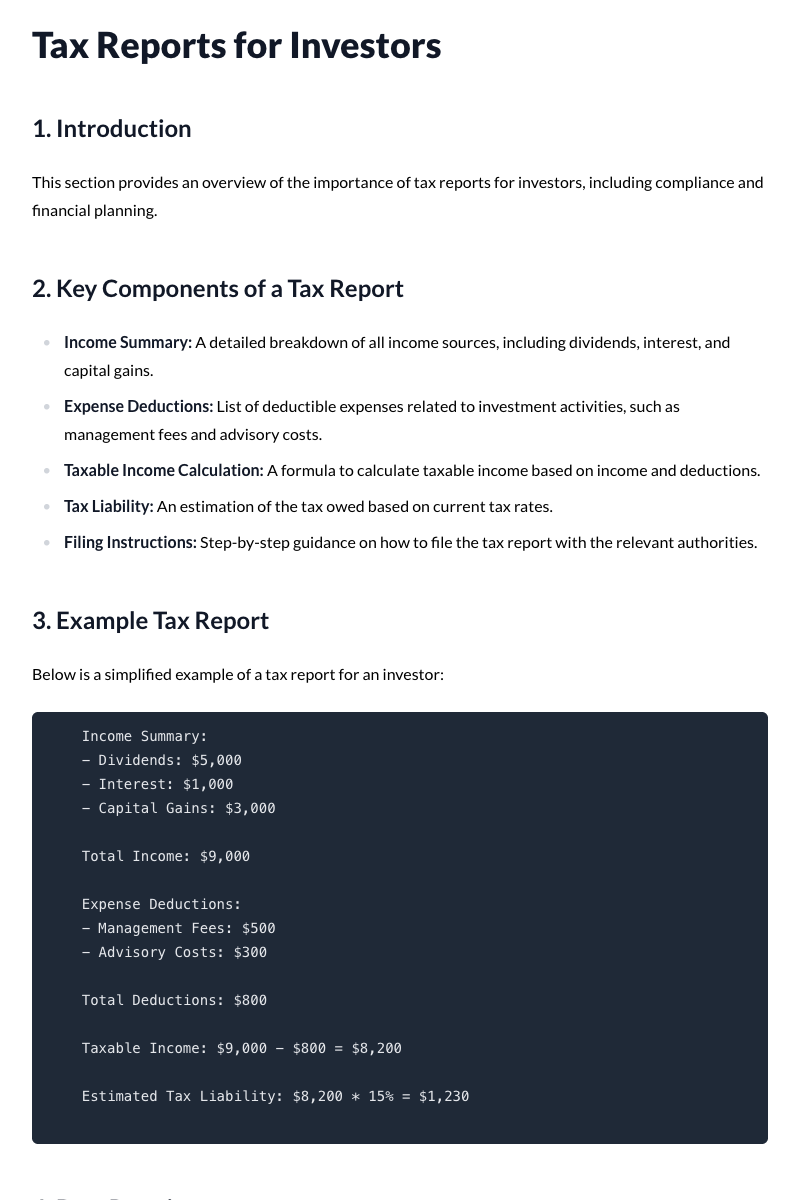 Tax Reports (for investors)