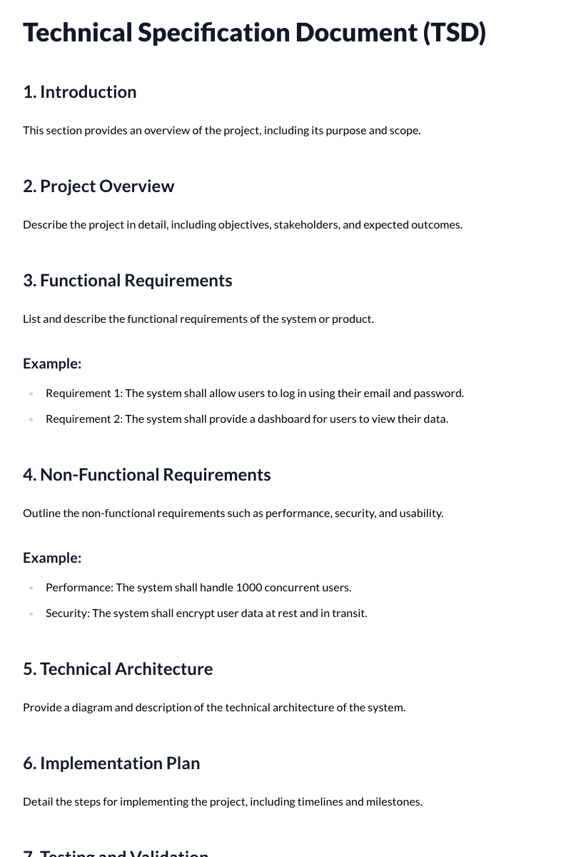 Technical Specification Document Template