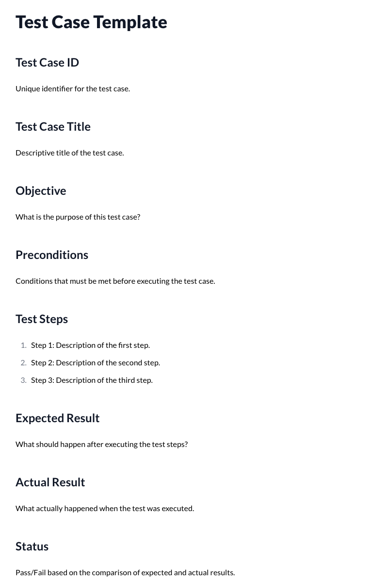 Test Case Template