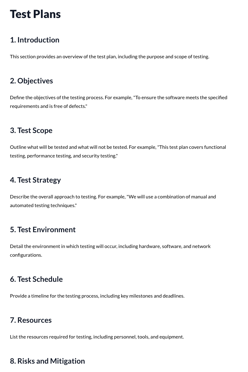 Test Plans Template