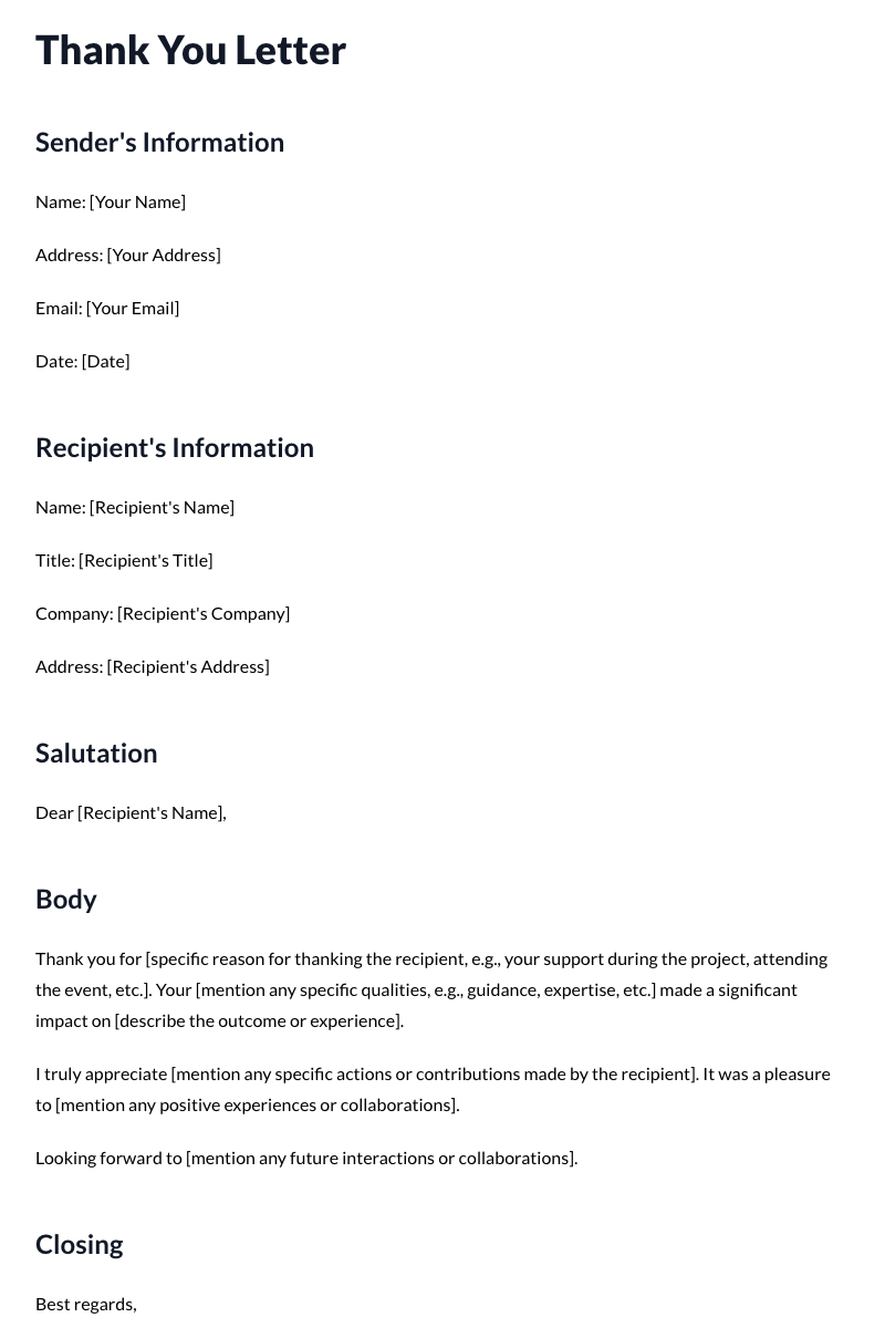 Thank You Letter