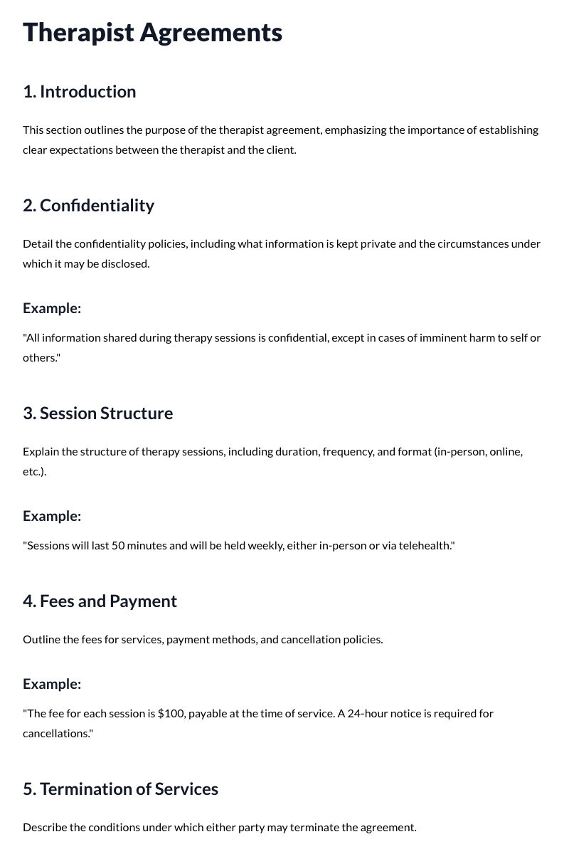 Therapist Agreements
