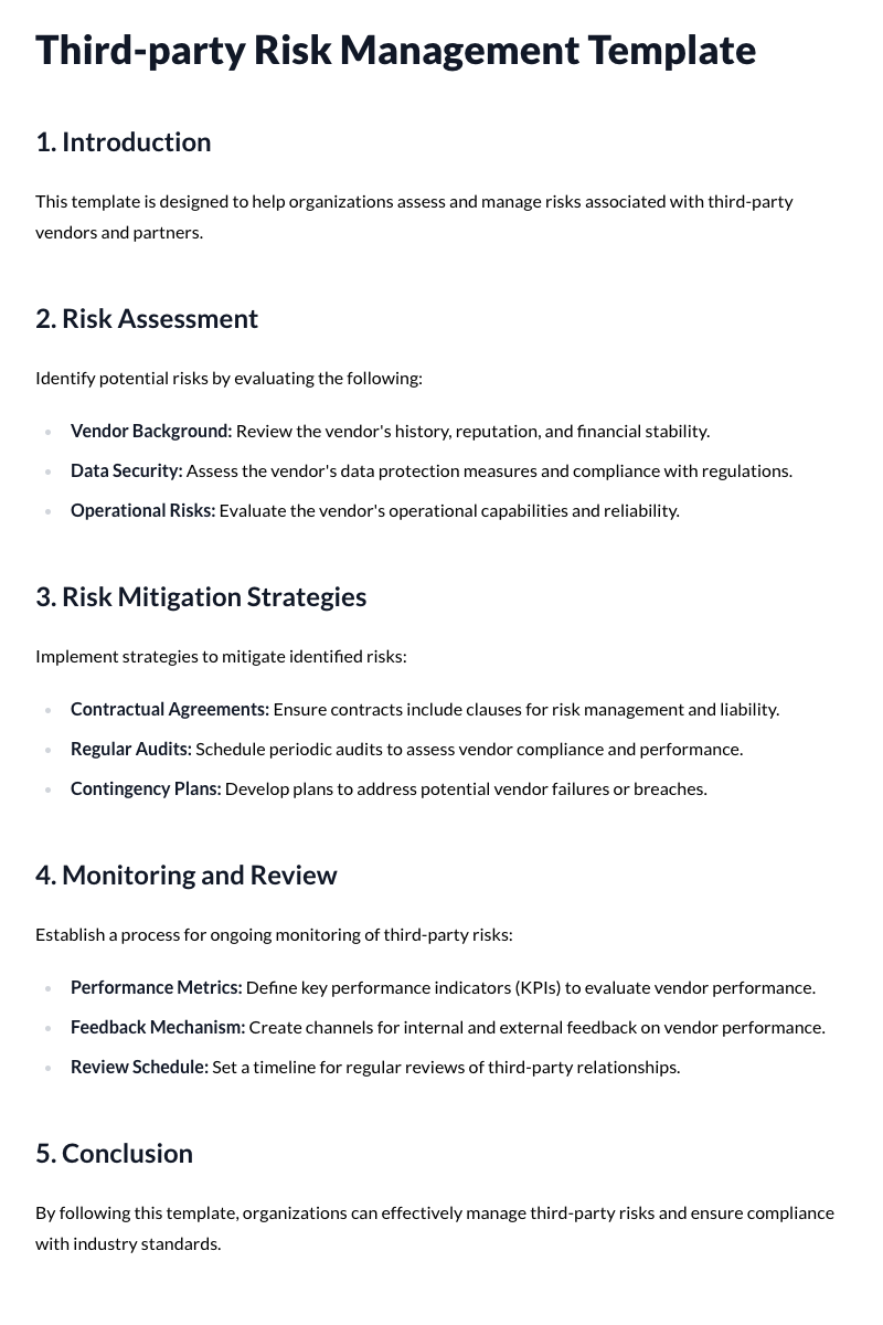 Third-party Risk Management Template