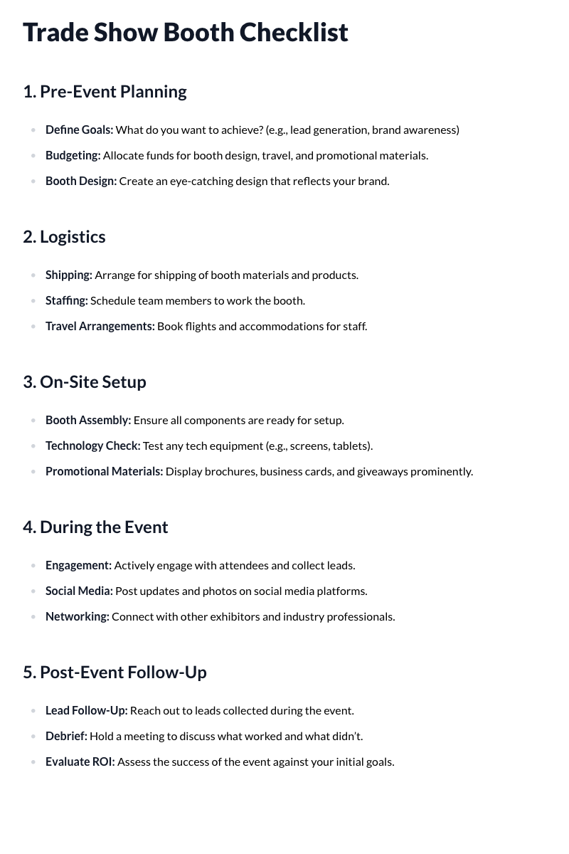 Trade Show Booth Checklist