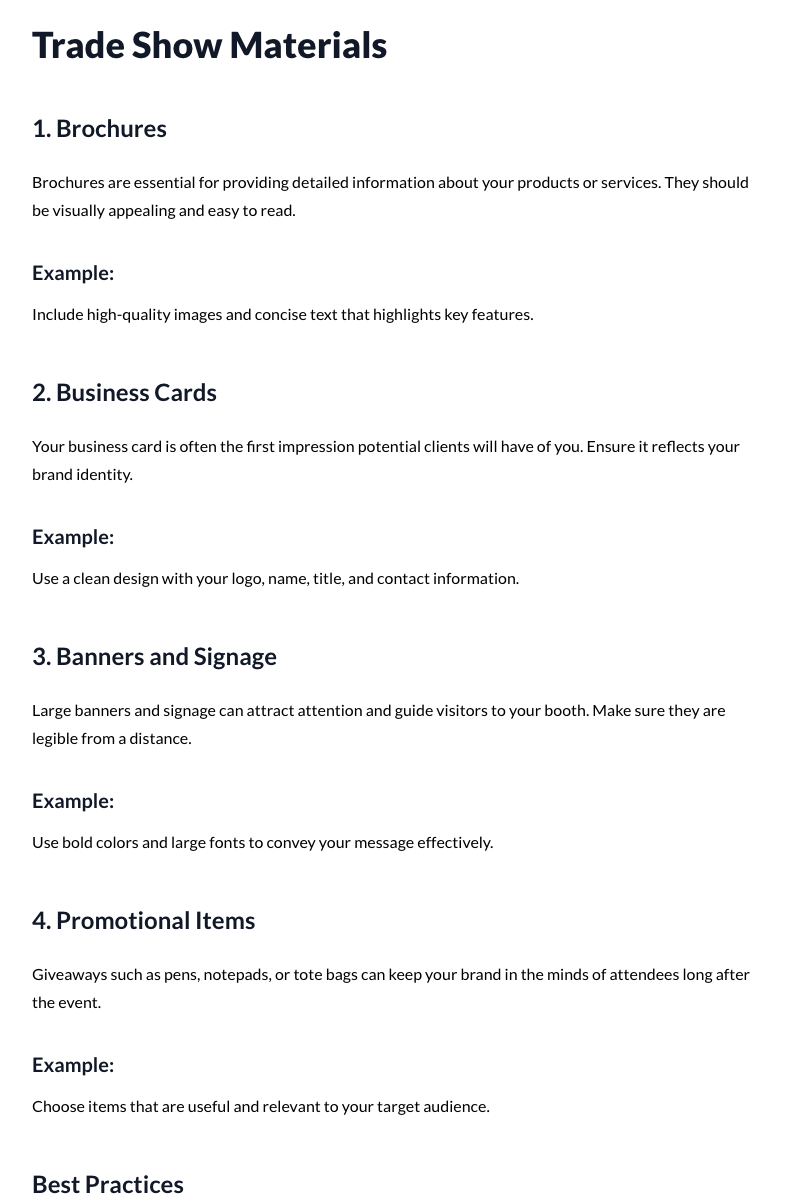 Trade Show Materials