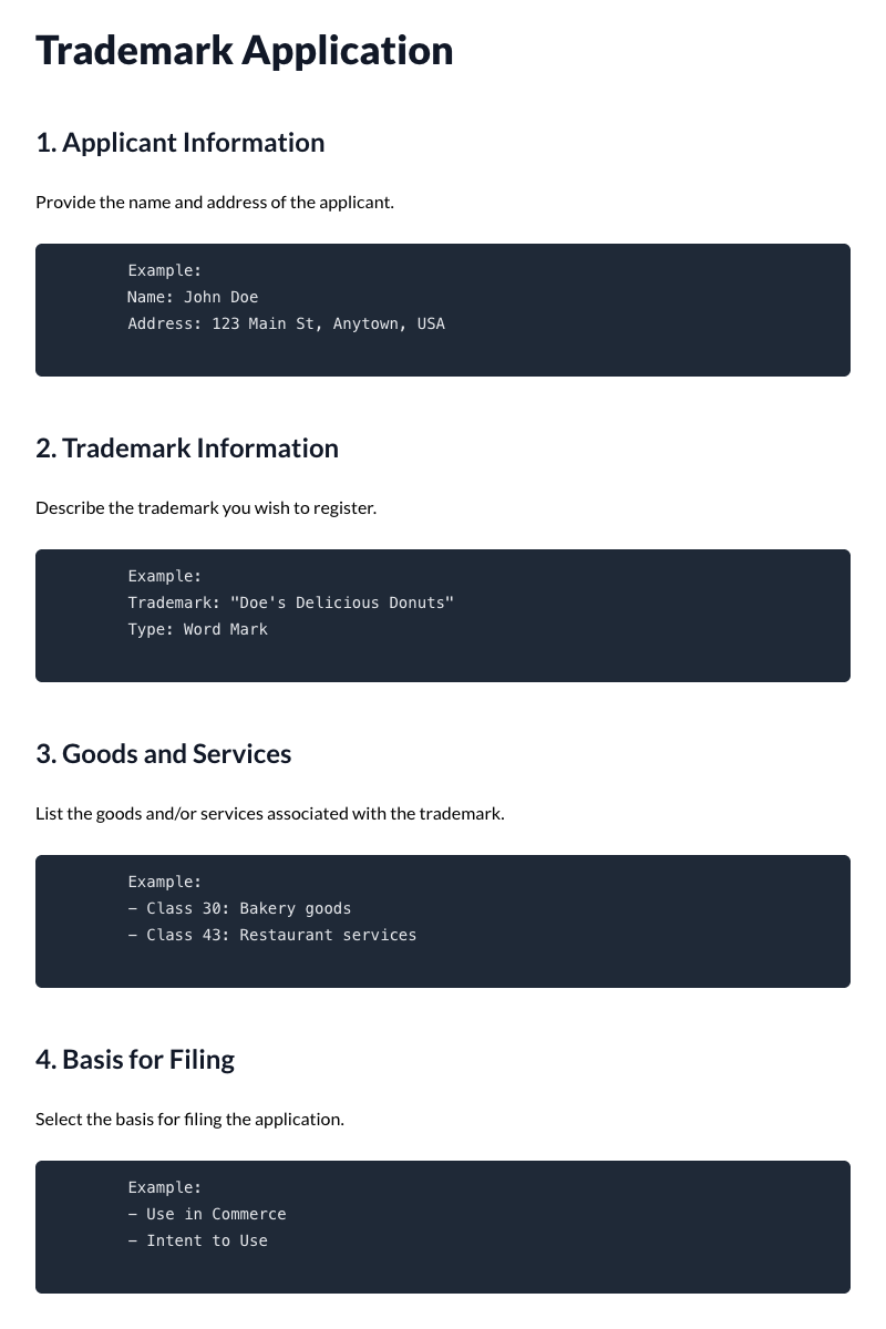 Trademark Application Template