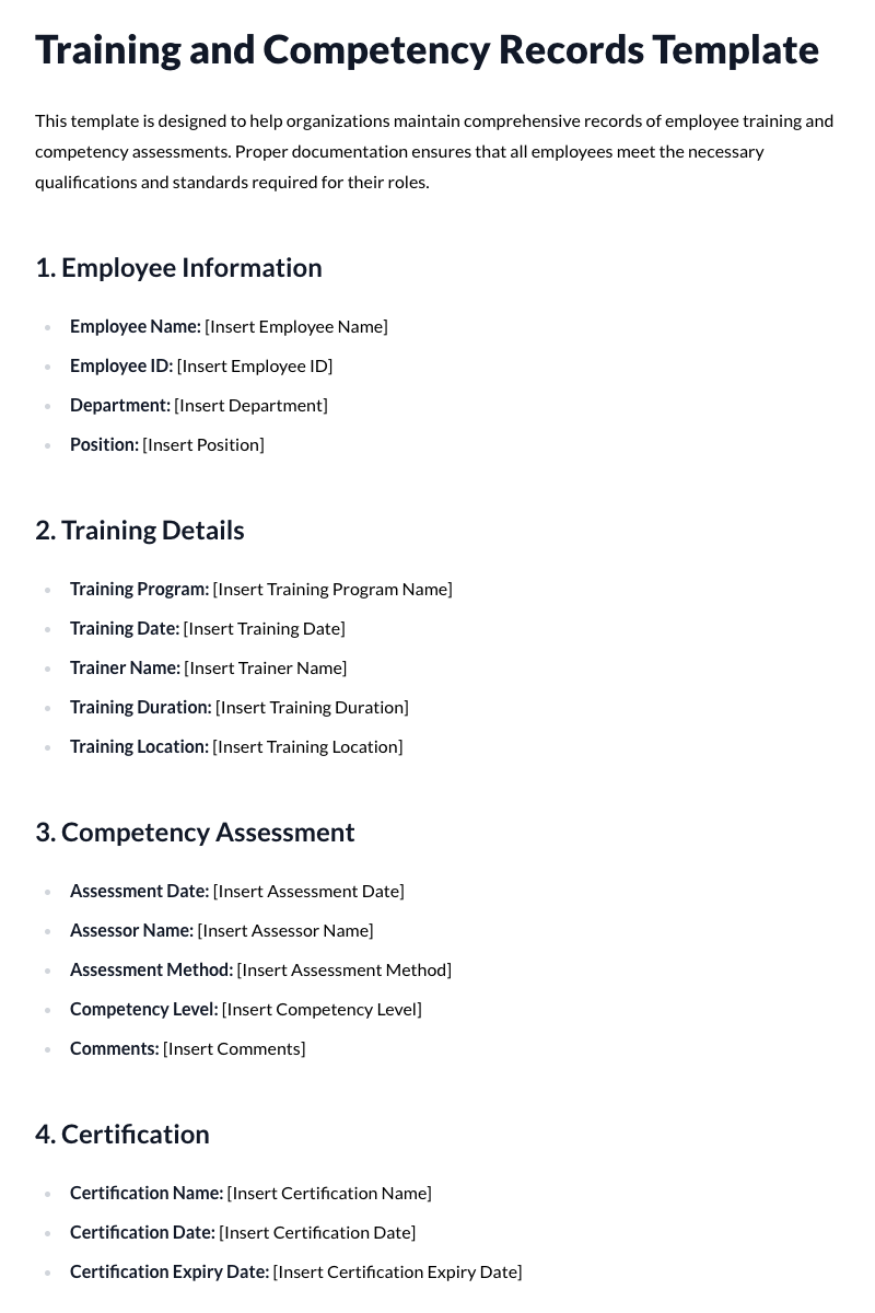 Training and Competency Records