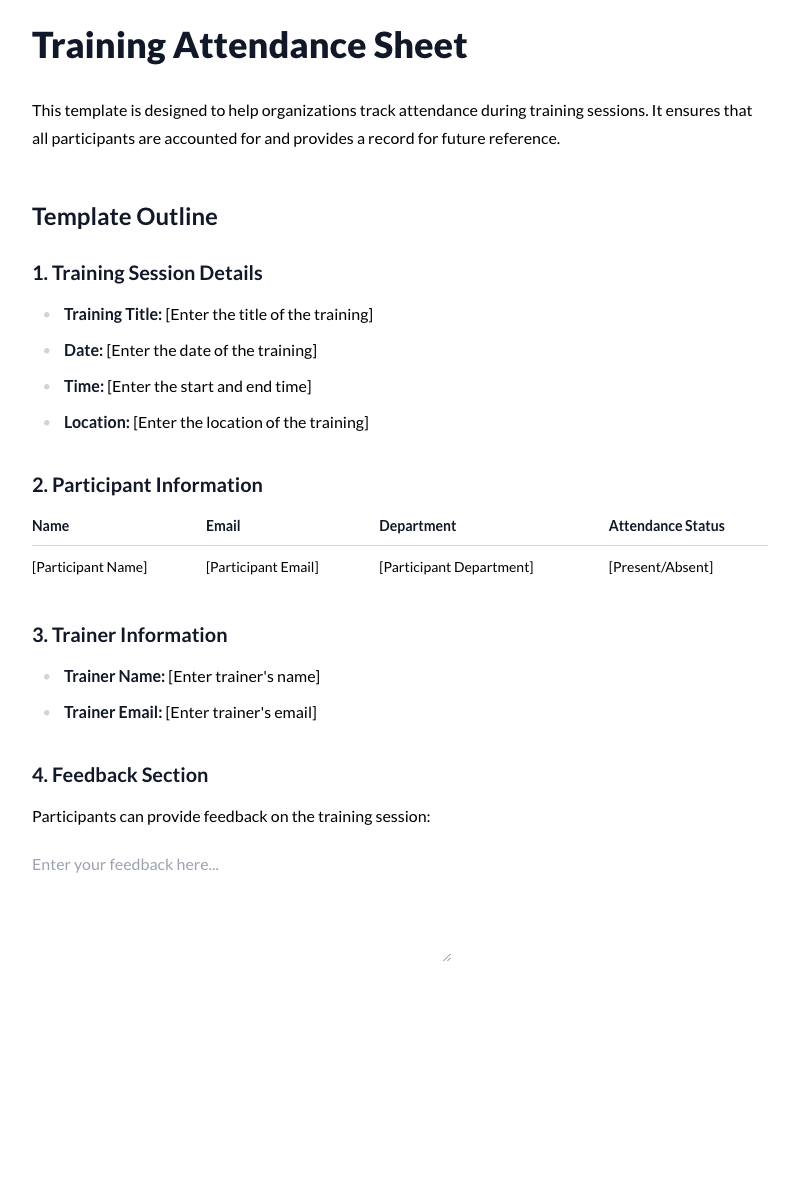 Training Attendance Sheet