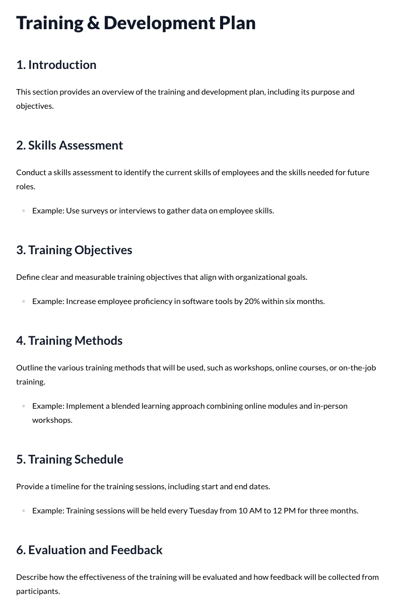 Training & Development Plan Template (Skill Development)