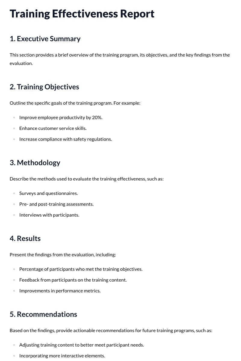 Training Effectiveness Report