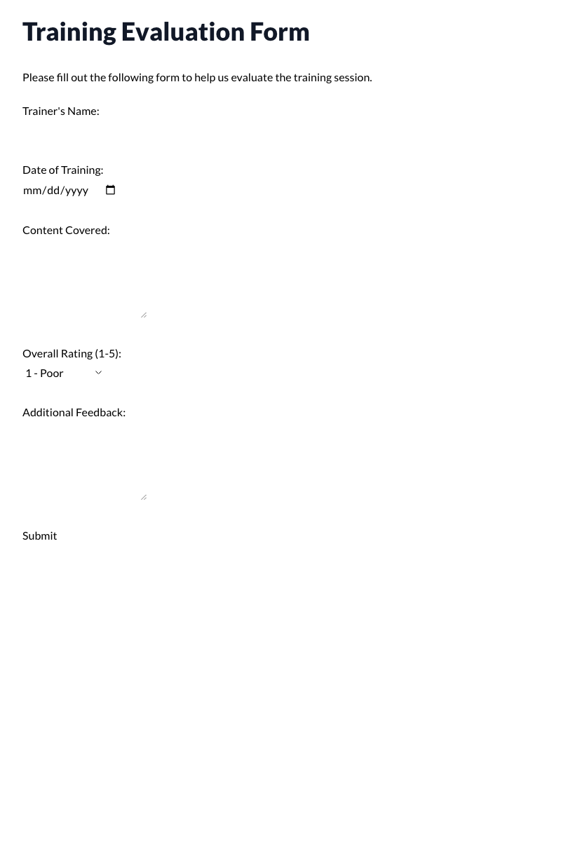 Training Evaluation Form