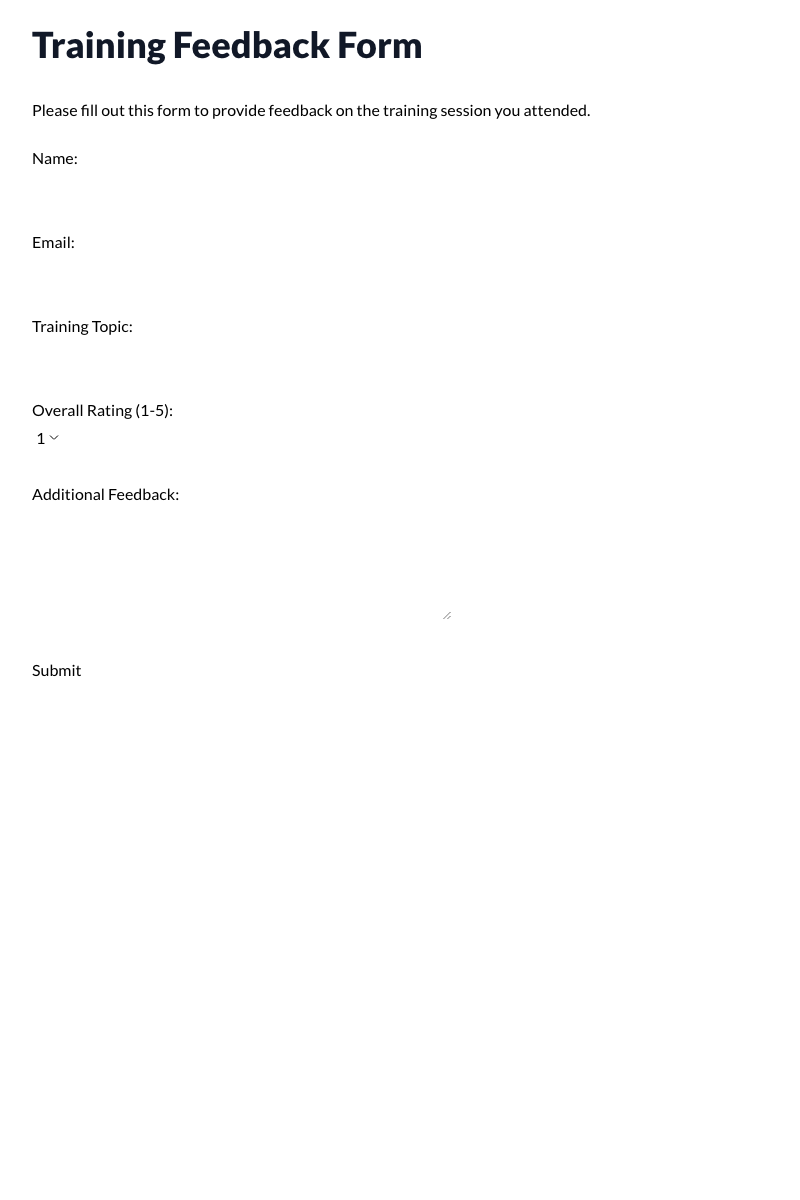 Training Feedback Form