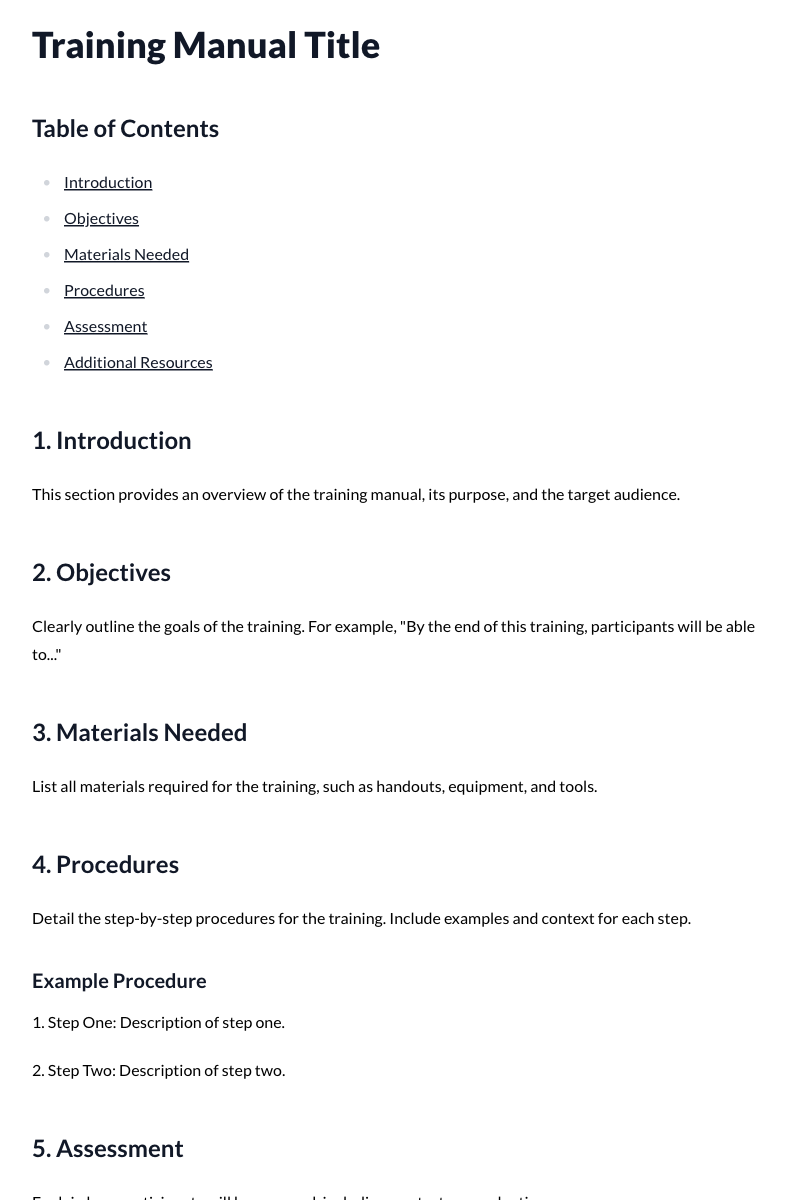 Training Manuals