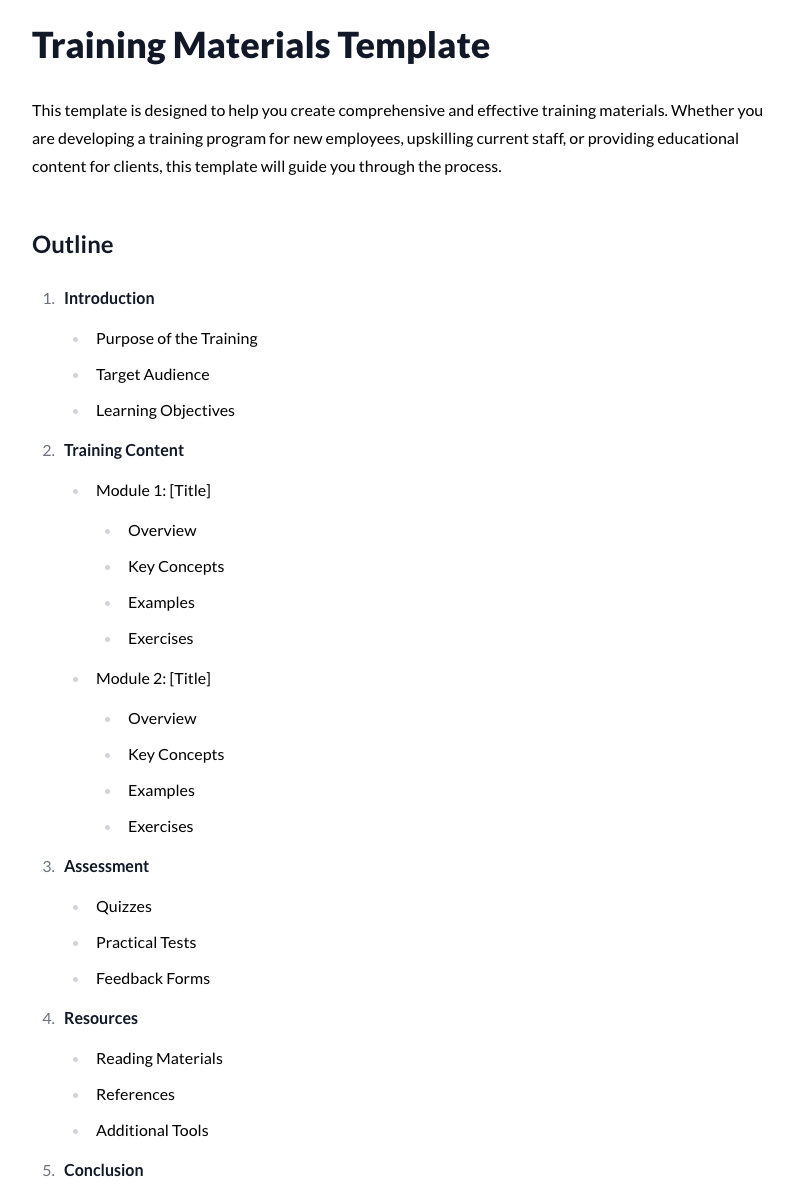 Training Materials