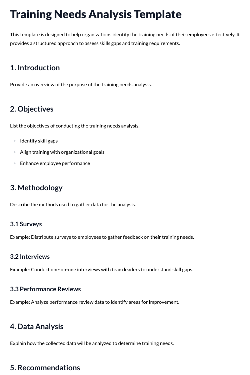 Training Needs Analysis Template