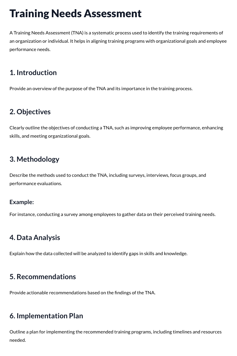 Training Needs Assessment