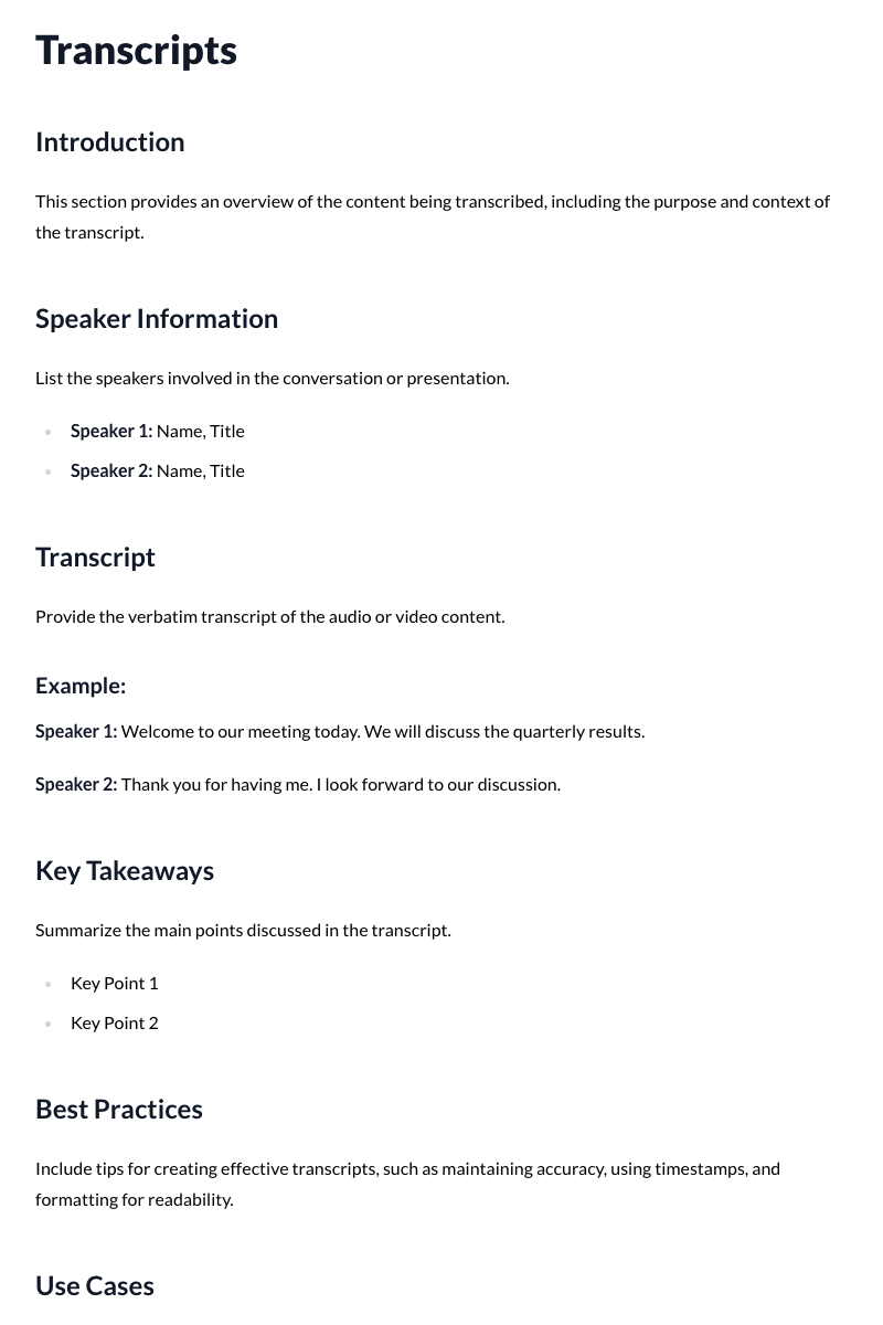 Transcripts Template