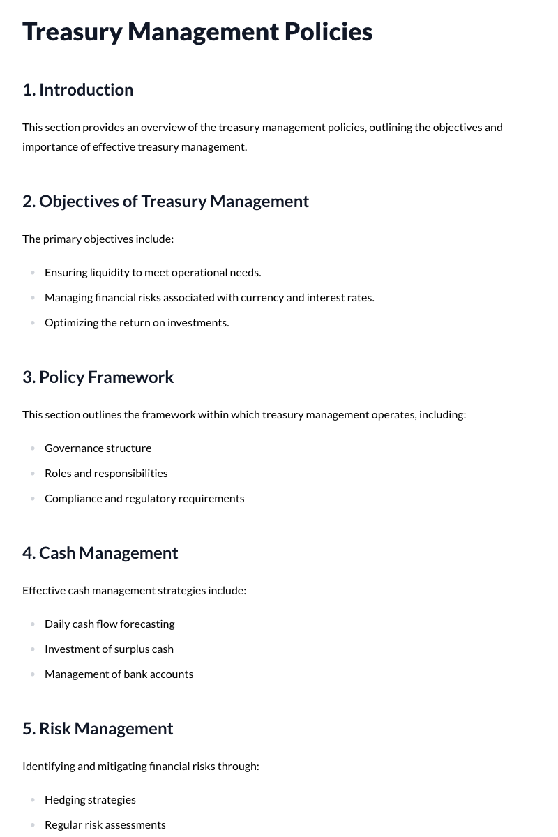 Treasury Management Policies