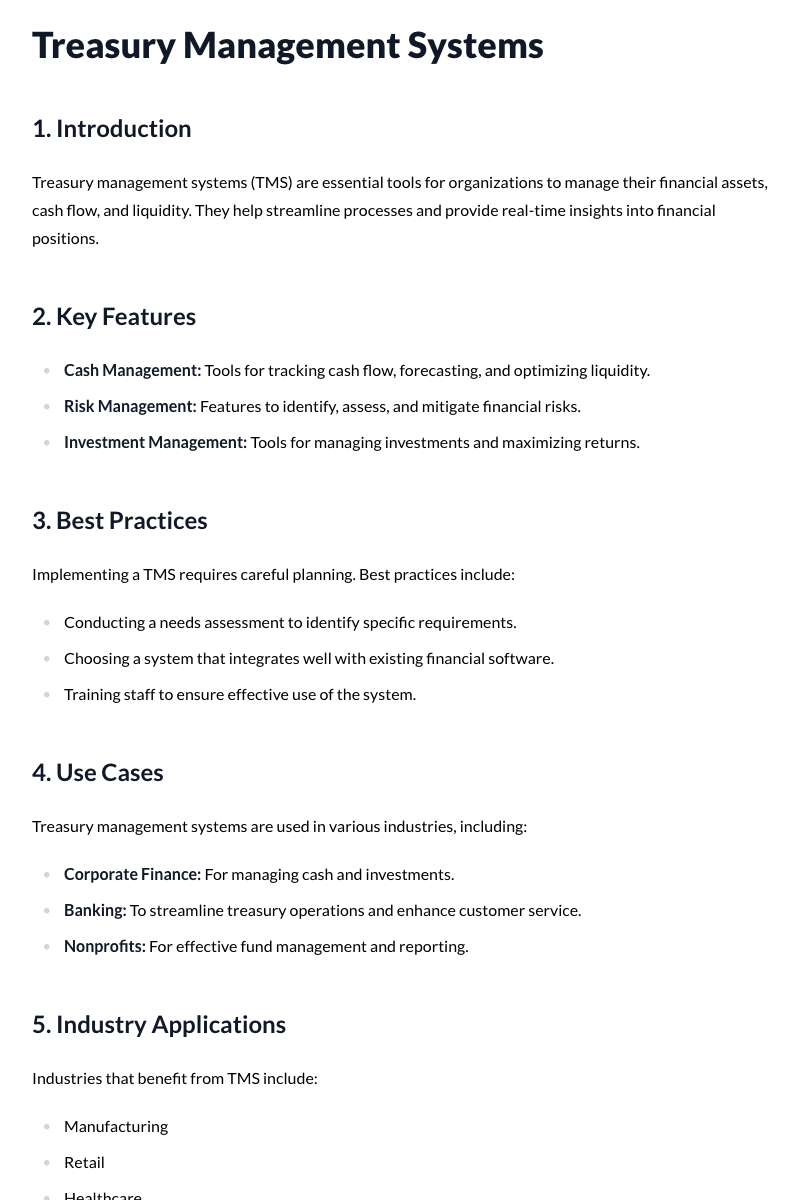 Treasury Management Systems