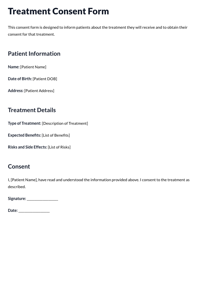 Treatment Consent Form Template