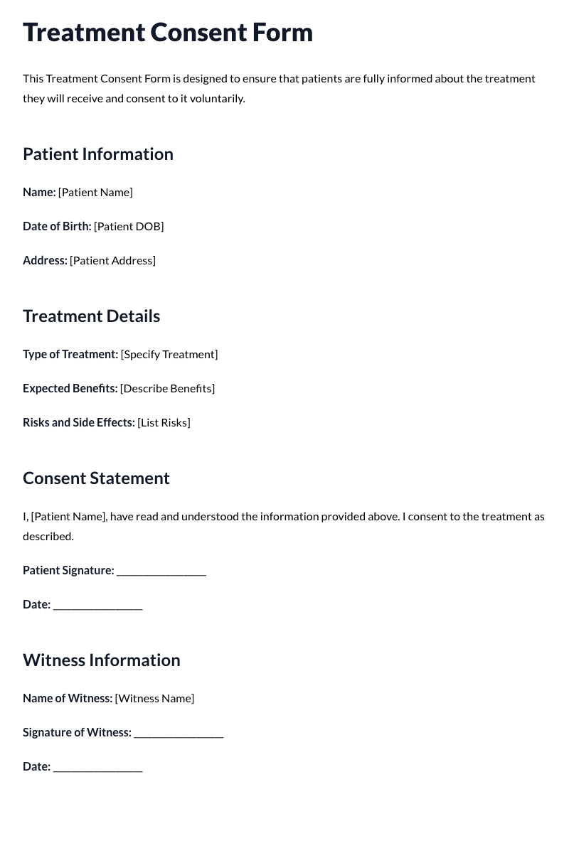 Treatment Consent Template