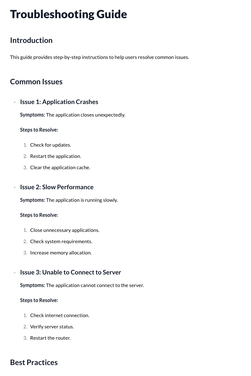 Troubleshooting Guide