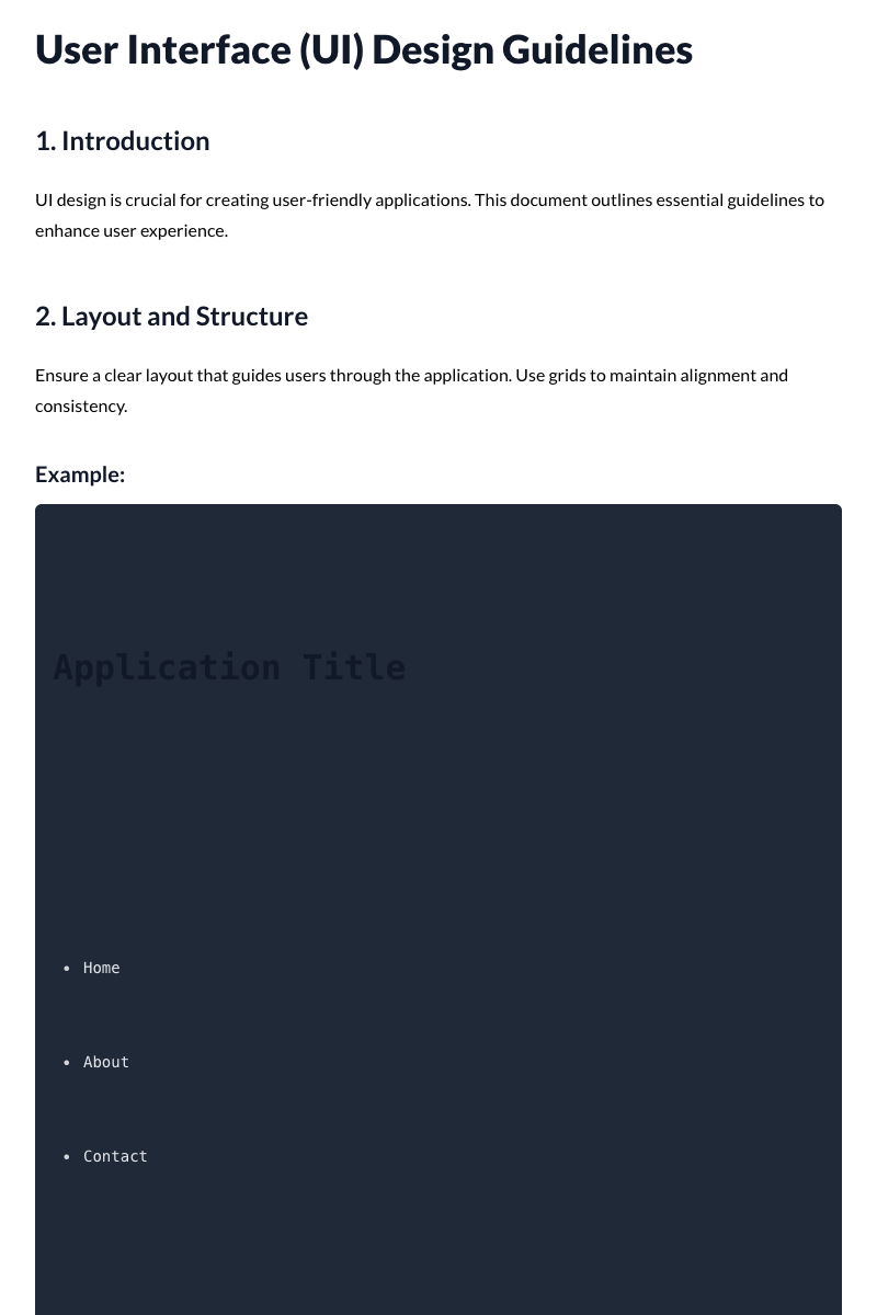 User Interface (UI) Design Guidelines