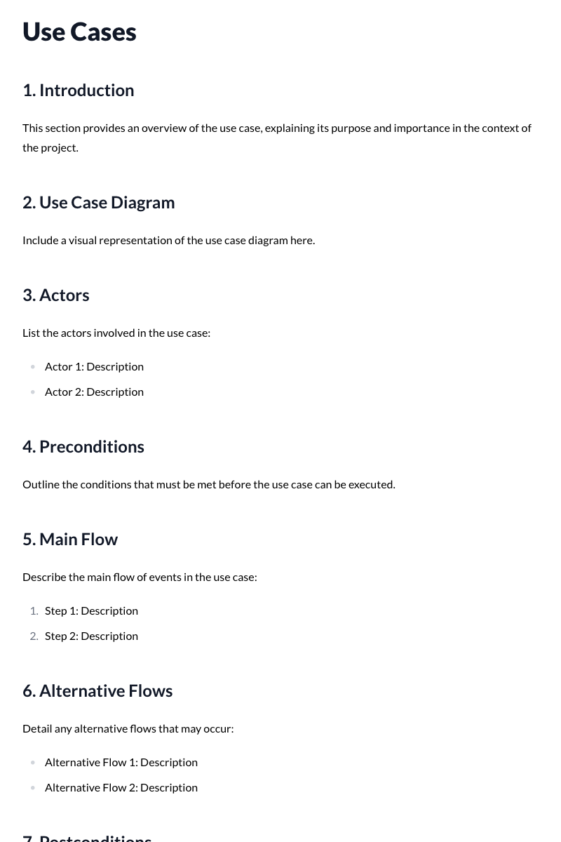 Use Cases Template