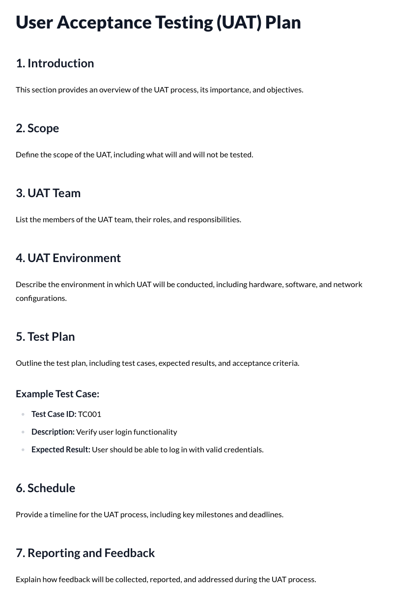 User Acceptance Testing (UAT) Plan