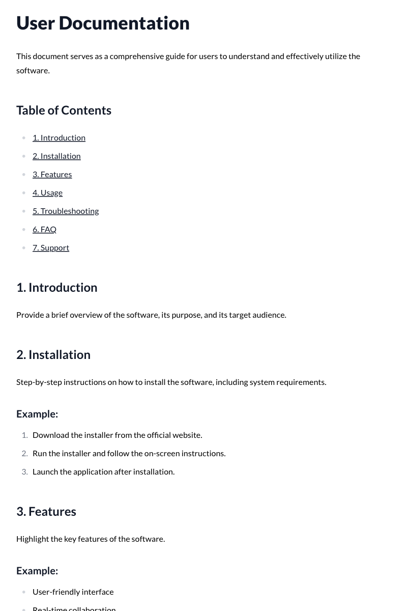 User Documentation Template