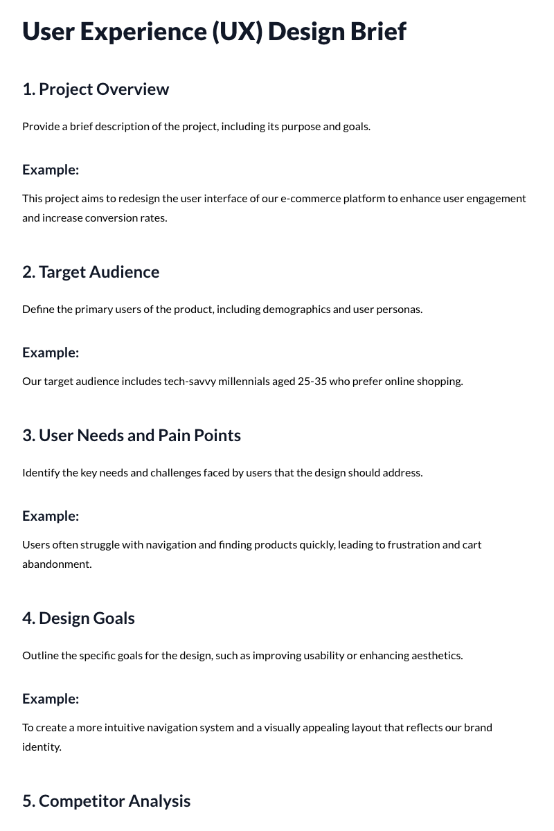 User Experience (UX) Design Brief