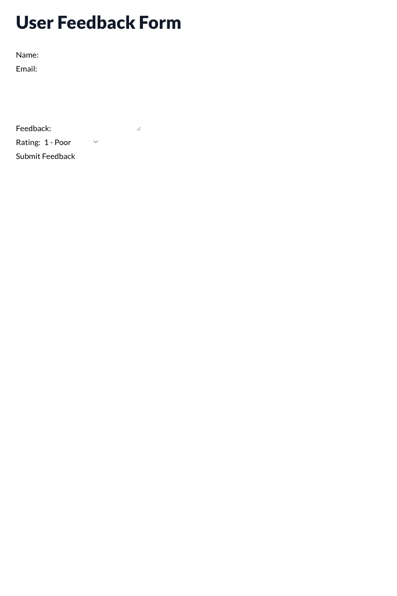 User Feedback Form Template