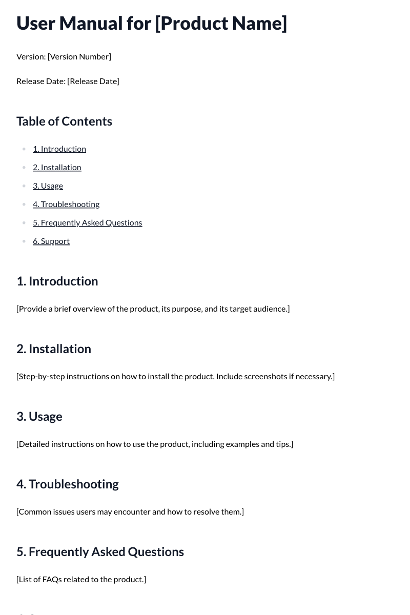 User Manual Template