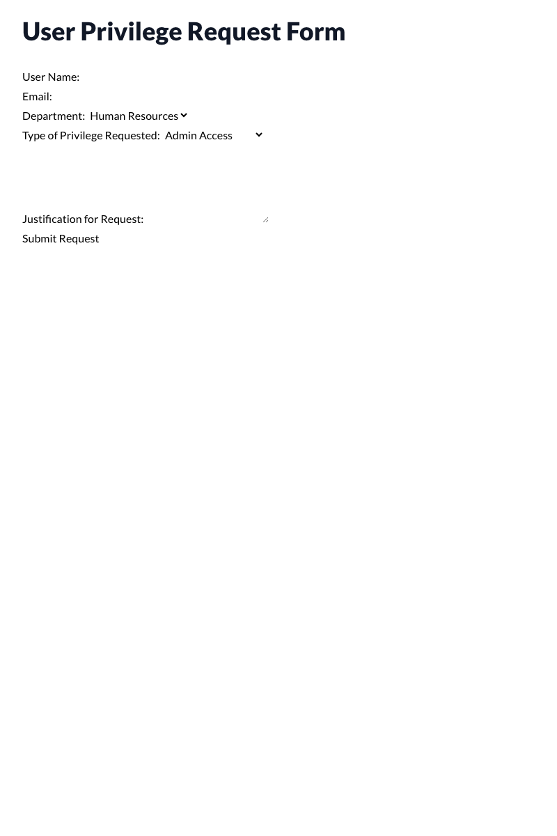 User Privilege Request Form Template