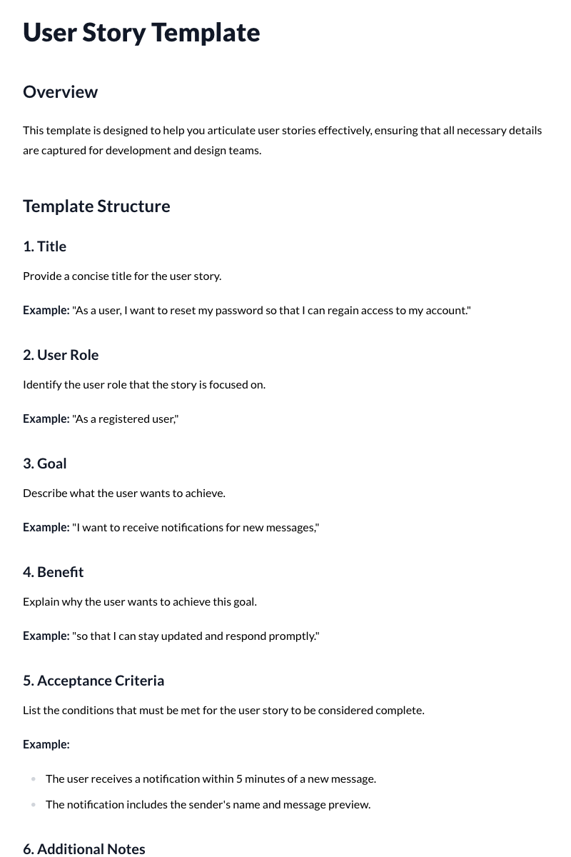User Story Template