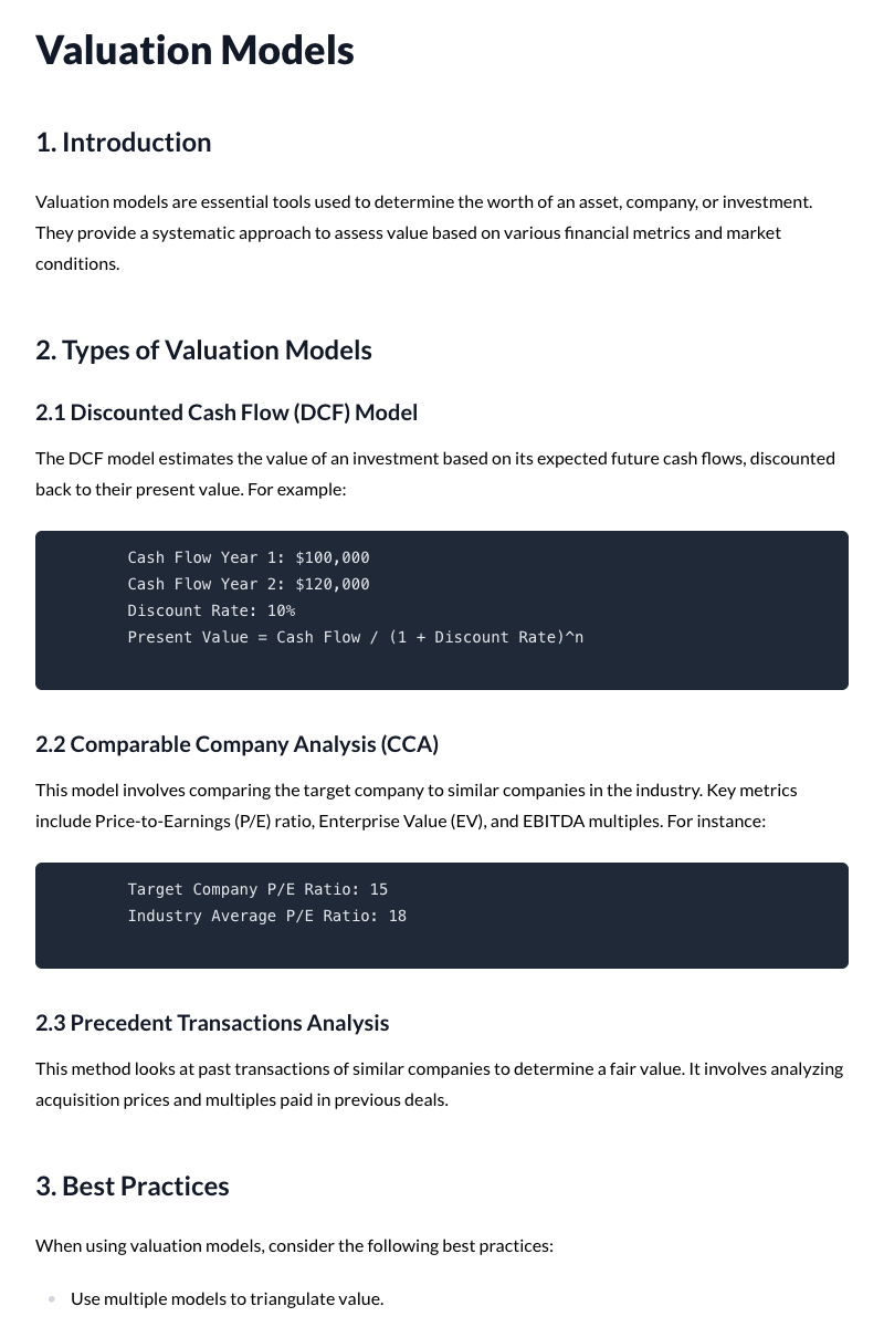 Valuation Models
