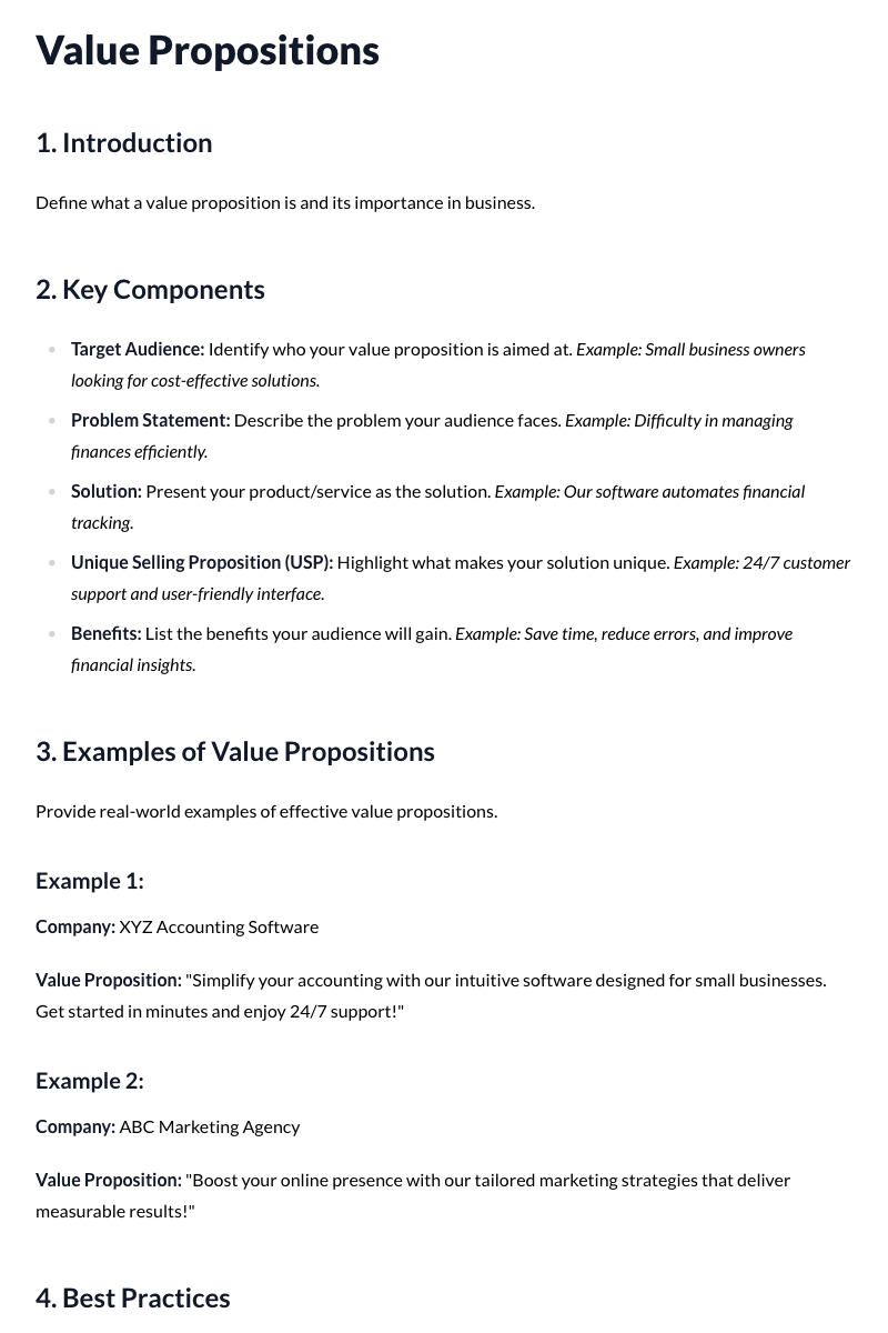 Value Propositions Template