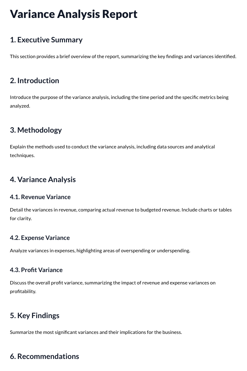 Variance Analysis Reports