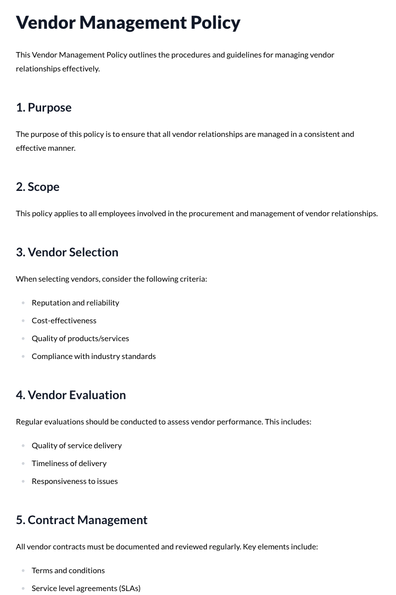 Vendor Management Policy