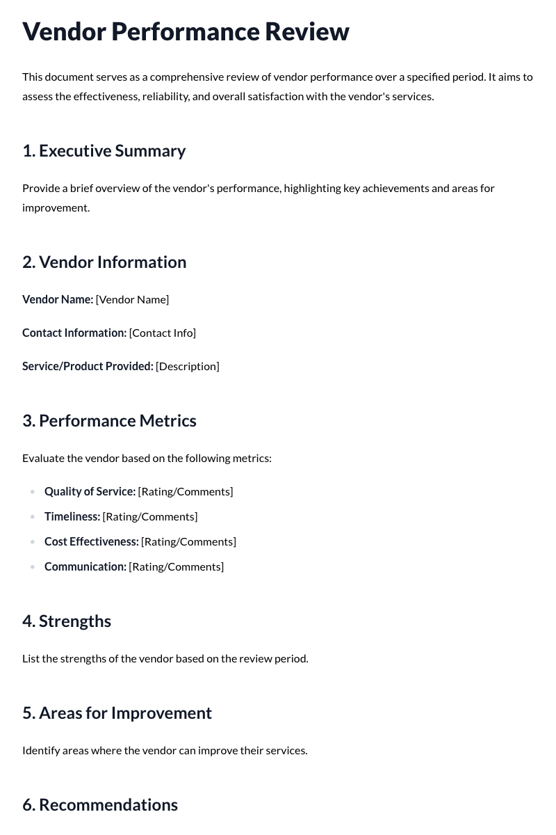 Vendor Performance Review