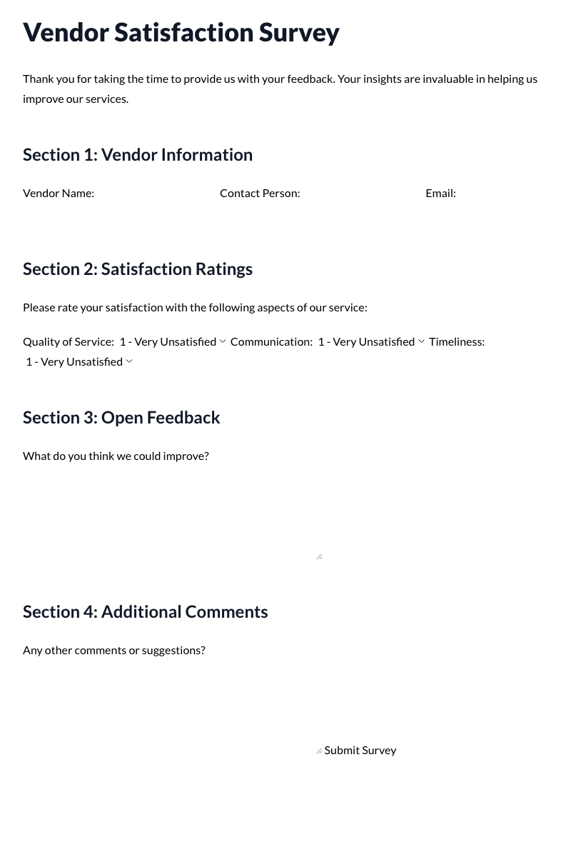 Vendor Satisfaction Survey