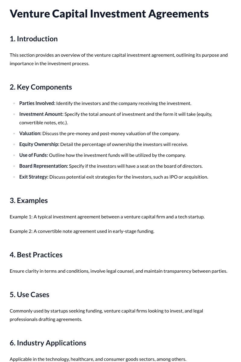 Venture Capital Investment Agreements