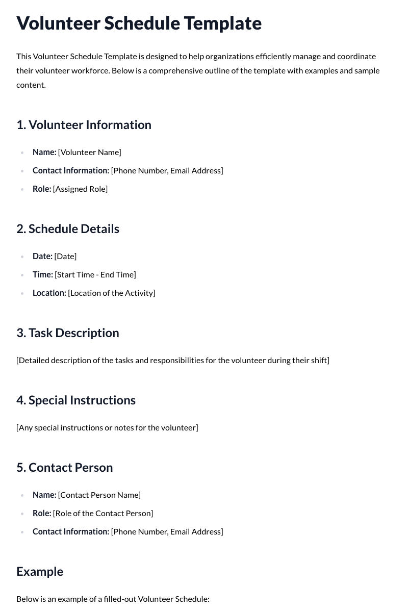 Volunteer Schedule