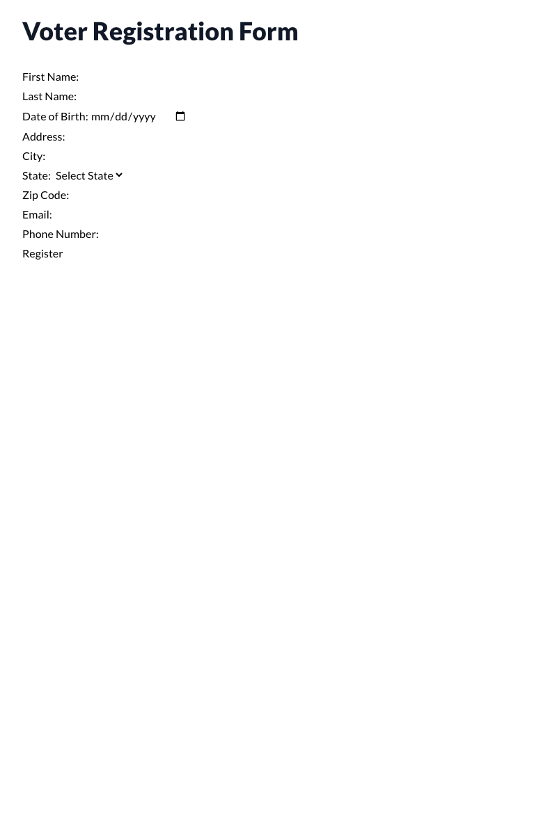 Voter Registration Form Template