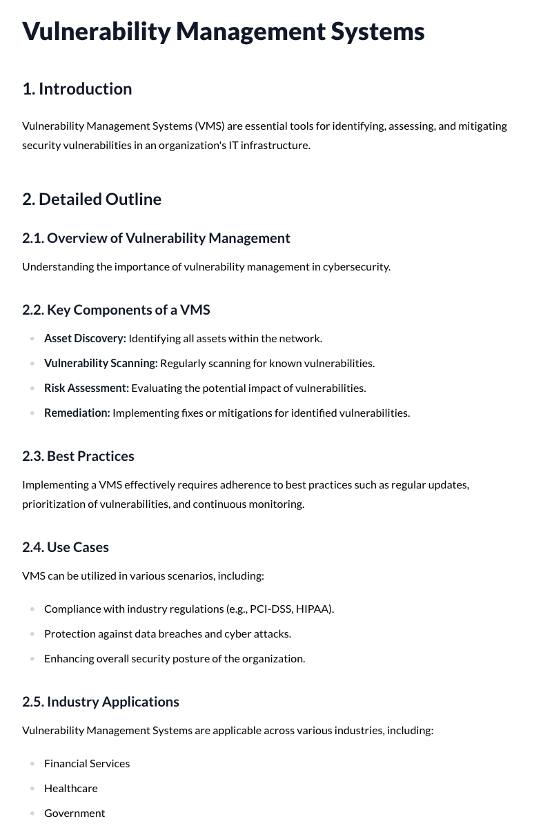 Vulnerability Management Systems