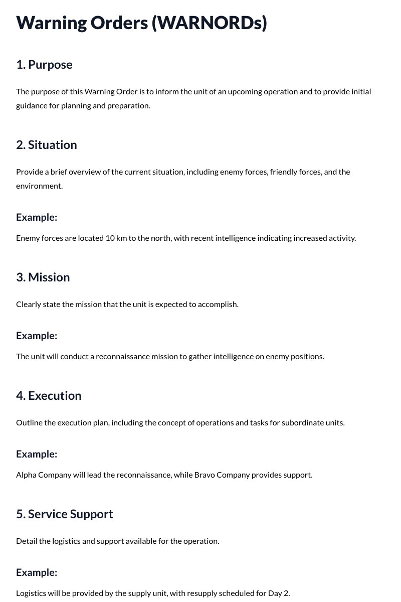 Warning Orders (WARNORDs) Template