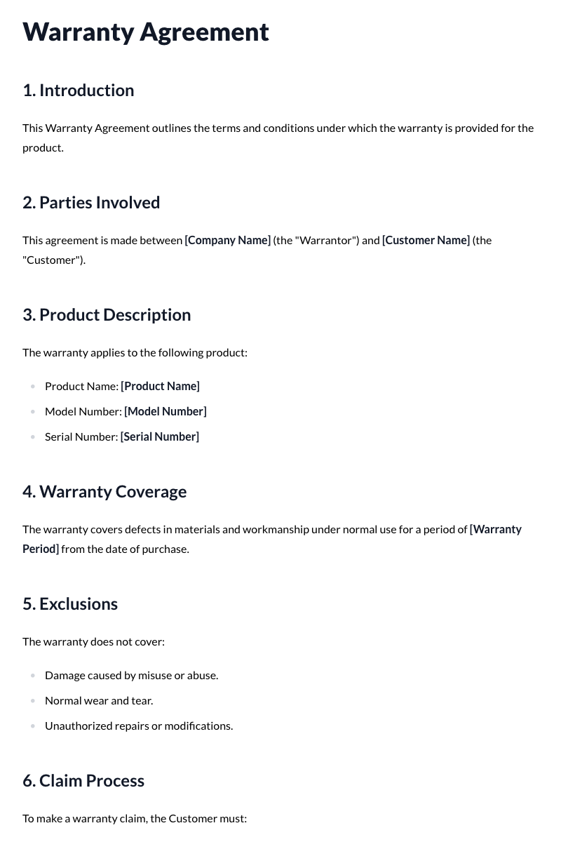 Warranty Agreements
