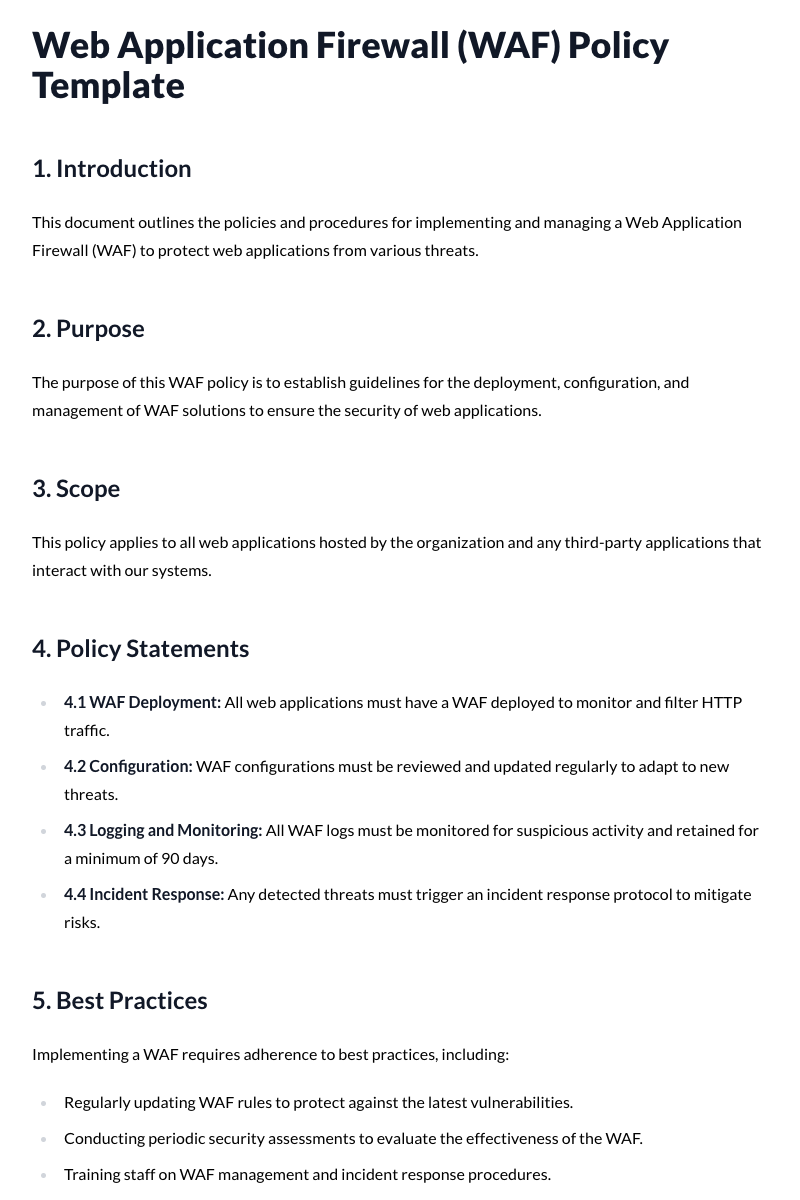 Web Application Firewall (WAF) Policy Template