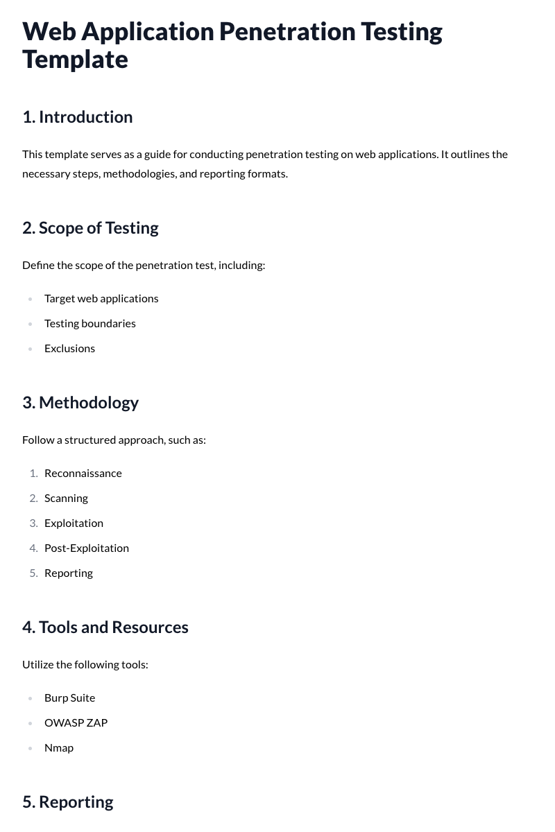 Web Application Penetration Testing Template